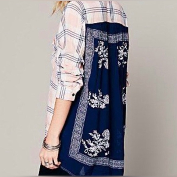 Free People plaid and bandana button-down shirt - Picture 3 of 9